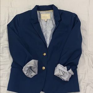 Navy blazer with gold buttons